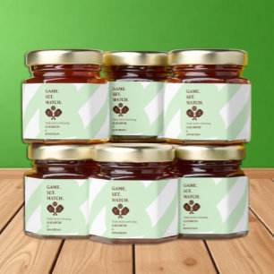 Preppy Pickleball Stripes Wedding Honey Jar Favors