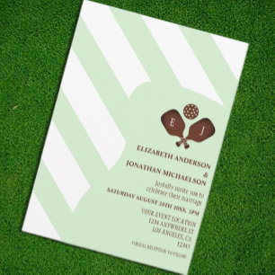 Preppy Pickleball Stripes Wedding Invitation