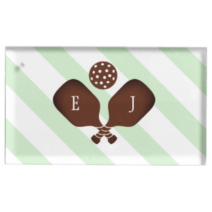 Preppy Pickleball Stripes Wedding Place Card Holder