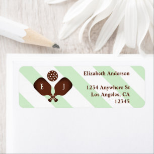 Preppy Pickleball Stripes Wedding Return Address Label