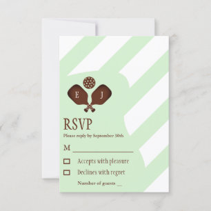 Preppy Pickleball Stripes Wedding RSVP Card