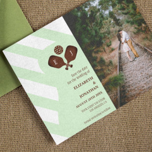 Preppy Pickleball Stripes Wedding Save The Date