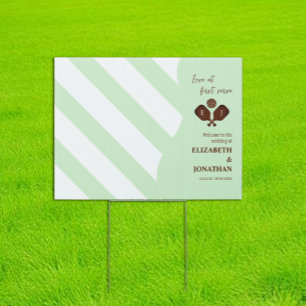 Preppy Pickleball Stripes Wedding Sign