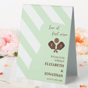 Preppy Pickleball Stripes Wedding Table Tent