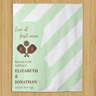 Preppy Pickleball Stripes Wedding Tapestry