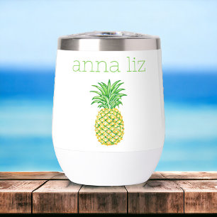 Preppy Pineaaple Yellow Personalized Thermal Wine Tumbler