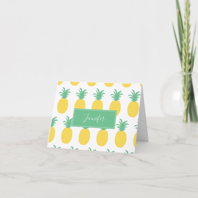 Preppy Pineapple Personalized Stationery Thank You Card (Front)