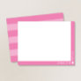 Preppy Pink 2-Tone Stripes Cute Girly Personalized Note Card
