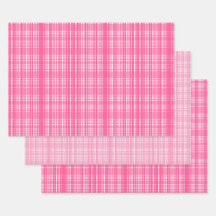 Preppy Pink Aesthetic Plaid Cross Stitch Pattern  Wrapping Paper Sheets