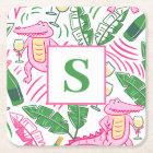 Preppy Pink Alligator Wine Personalized Monogram