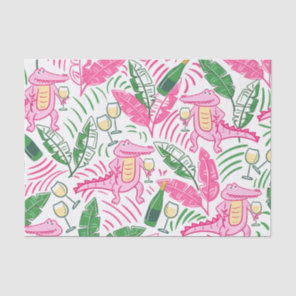 Preppy Pink Alligator Wine/ Wine Lover Tissue Paper