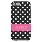 Preppy Pink and Black Polka Dots Personalized