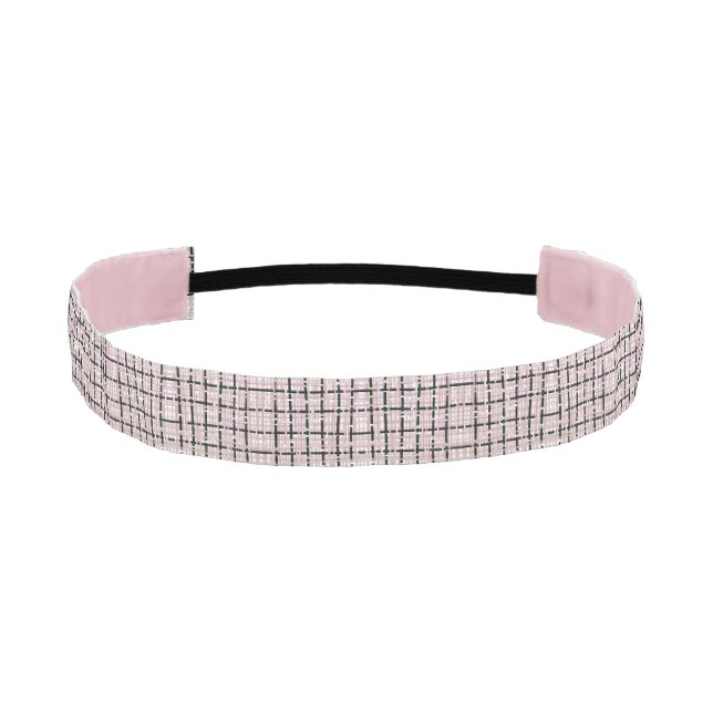 Preppy Pink and Black Tweed Athletic Headband (Front)