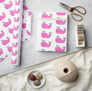 Preppy Pink and Blue Whales Wrapping Paper