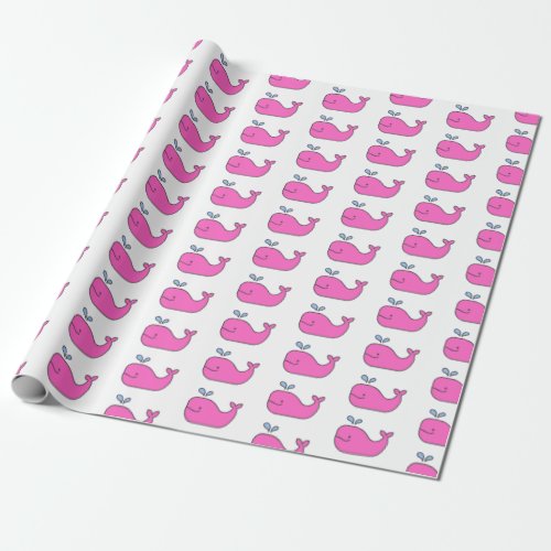 Preppy Pink and Blue Whales Wrapping Paper