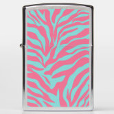 Monogram Black and White Zebra Print with Hot Pink Zippo Lighter