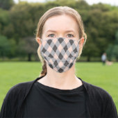 Preppy Pink And Gray Argyle Adult Cloth Face Mask (Outside)