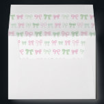 Preppy Pink And Green Baby Girl Shower Envelope<br><div class="desc">Envelope design with a pink and green hand painted bows pattern liner and white and one of the same bows on the reverse flap (with the name and return address) and also on the front with "Deliver to" text. Watercolor elements originally hand painted by me. This design matches my pink...</div>