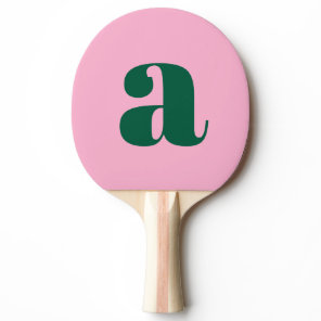 Preppy Pink and Green Bold Retro Monogram Initial Ping Pong Paddle
