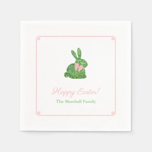 Preppy Pink And Green Easter Bunny Brunch Party Napkins