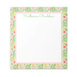 Preppy Pink And Green Paisley Notepad at Zazzle