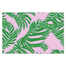 Preppy Pink And Green Palm Leaves Beach House Tissue Paper