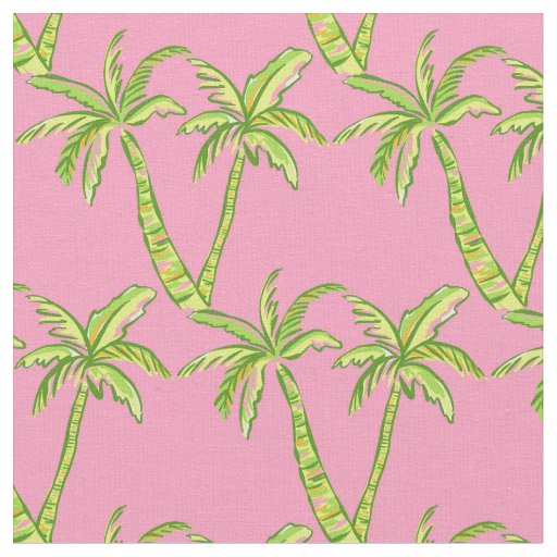 Preppy Pink and Green Palm Tree fabric