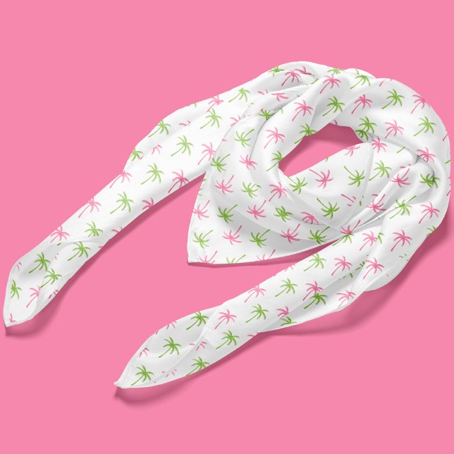 Preppy Pink and Green Palm Trees Pattern Scarf (Creator Uploaded)