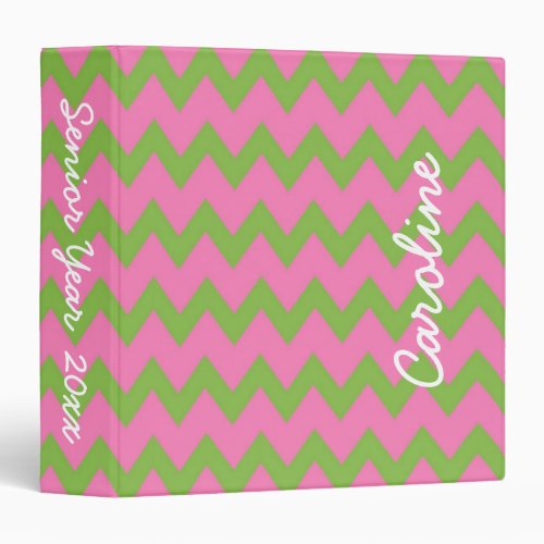 Preppy Pink and Green Personalized Chevron Binder