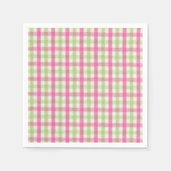 Preppy Pink And Green Plaid Napkins by Pizazzed at Zazzle