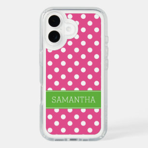 Preppy Pink and Green Polka Dots Custom iPhone 16 Case