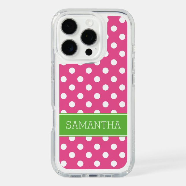 Preppy Pink and Green Polka Dots Custom Speck iPhone Case (Front)