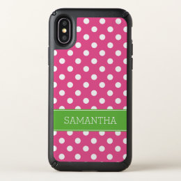 Preppy Pink and Green Polka Dots Custom Speck iPhone X Case