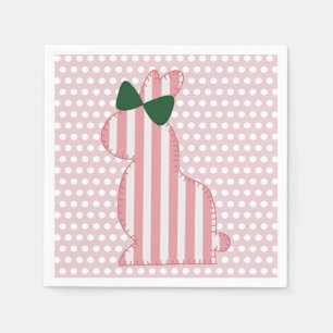 Preppy Pink and Green Spring Bunny Napkins