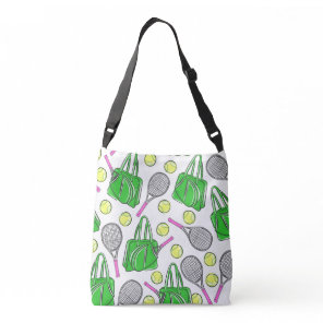 Preppy Pink and Green Tennis Pattern Crossbody Bag
