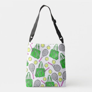 Preppy Pink and Green Tennis Pattern Crossbody Bag