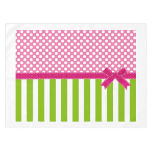 Preppy Pink and Lime Green Striped Tablecloth