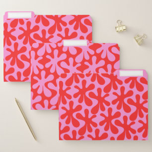 Preppy Pink and Red Amoeba Contemporary Pattern File Folder
