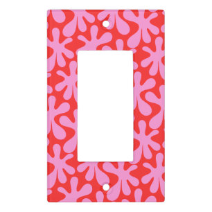 Preppy Pink and Red Amoeba Contemporary Pattern Light Switch Cover
