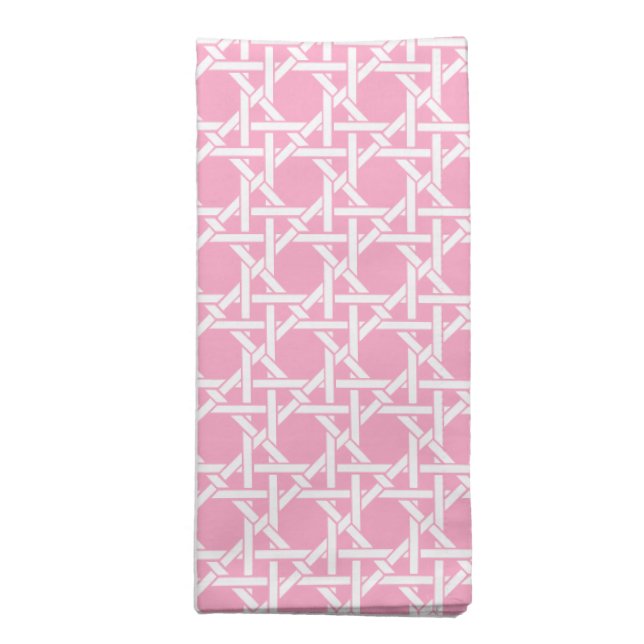 Preppy Pink and White Cane Webbing Woven Cloth Napkin (Folded)