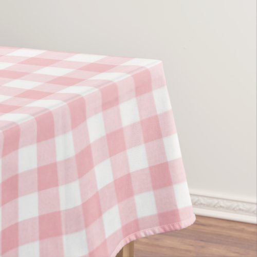 Preppy Pink and White Gingham Tablecloth