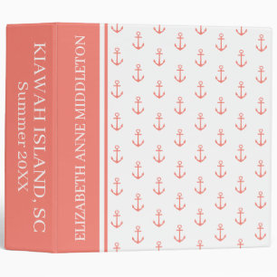 Preppy Pink and White Personalized Vacation 3 Ring Binder