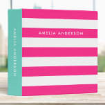 Preppy Pink and White Stripes with Turquoise Side<br><div class="desc">This chic preppy binder features pink and white stripes pattern on the front and back with a turquoise color side. Personalize it by replacing the placeholder text in the template to add your information. For more options such as to change the font, text size/color and the spacing between letters click...</div>