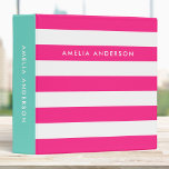 Preppy Pink and White Stripes with Turquoise Side 3 Ring Binder<br><div class="desc">This chic preppy binder features pink and white stripes pattern on the front and back with a turquoise color side. Personalize it by replacing the placeholder text in the template to add your information. For more options such as to change the font, text size/color and the spacing between letters click...</div>