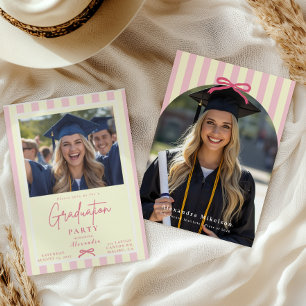 Preppy Pink Arch 2 Photo Arch Graduation Invitation