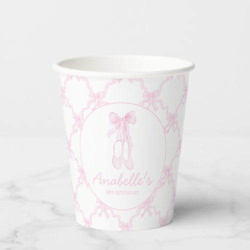 Preppy Pink Ballerina Slippers Editable Paper Cups