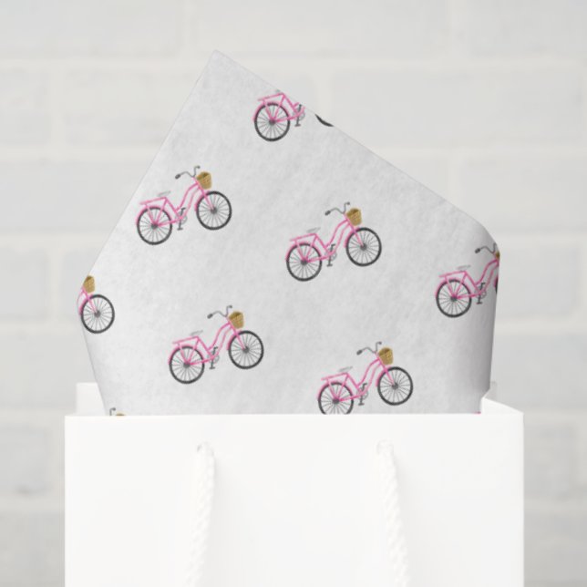 Preppy Pink Bicycle Summer Fun Vacation Mode Tissue Paper (Gift Bag)