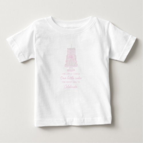 Preppy Pink Birthday Cake First birthday Editable Baby T_Shirt