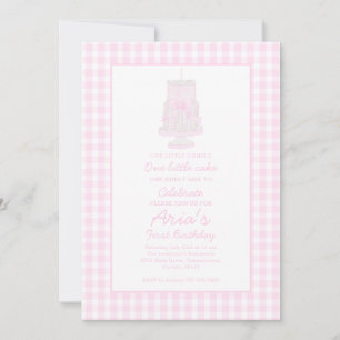 Preppy Pink Birthday Cake First birthday Invitation