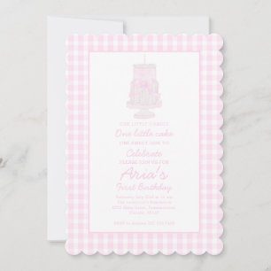 Preppy Pink Birthday Cake First birthday Invitation